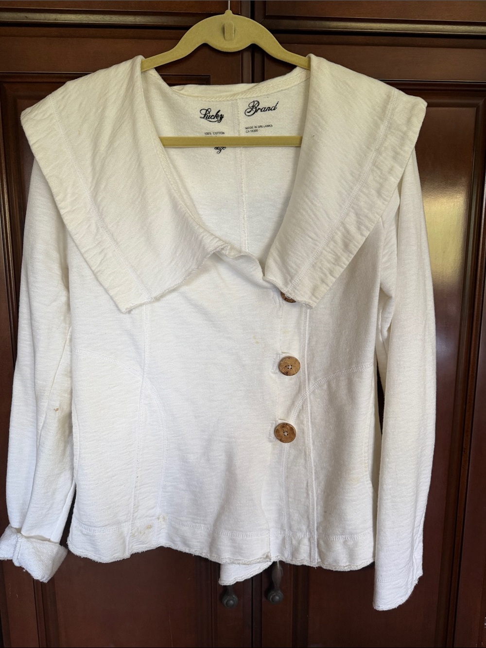 Lucky Brand White Button-Front Jacket with Wide Collar